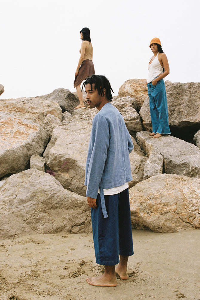 Linen Jacket In Blue