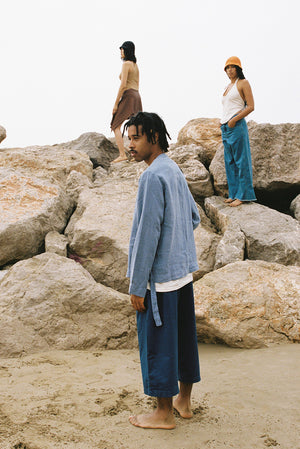 Linen Jacket In Blue