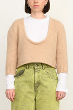 Bubble cropped sweater camel