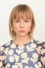 Recycled tulle t-shirt floral print | blue