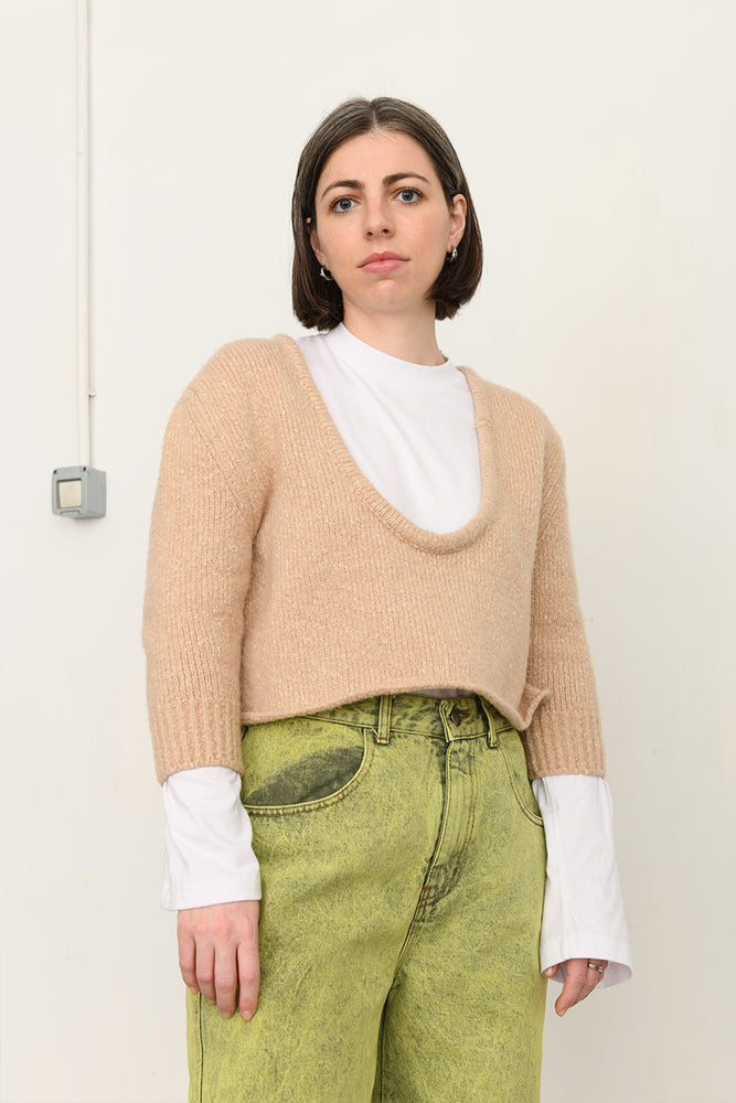 Bubble cropped sweater camel