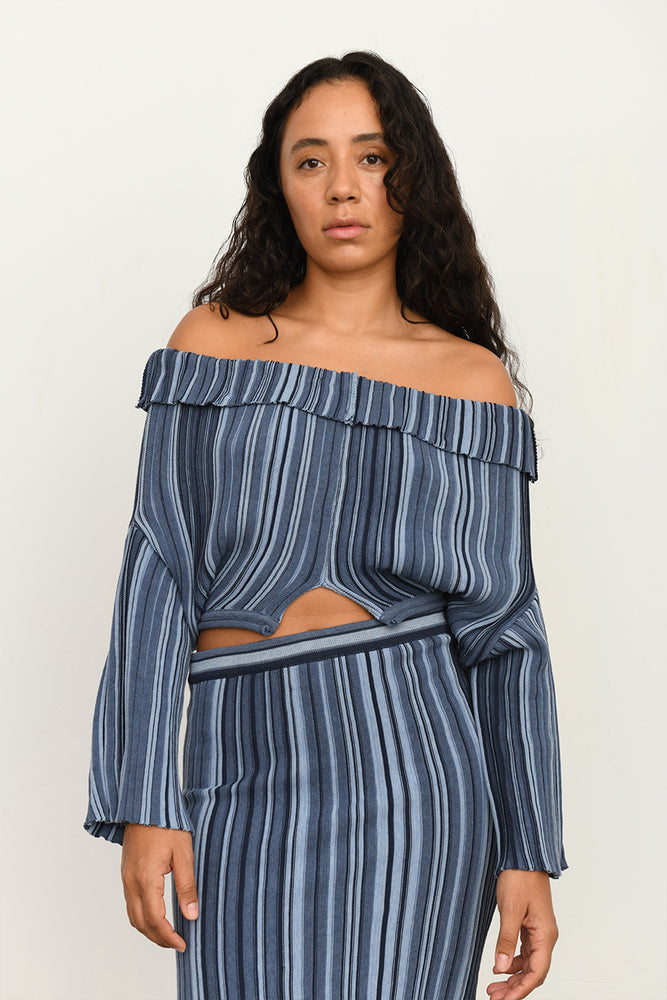 Morena off-the-shoulder top | blue