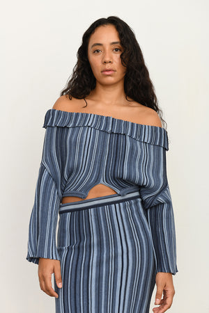 Morena off-the-shoulder top | blue