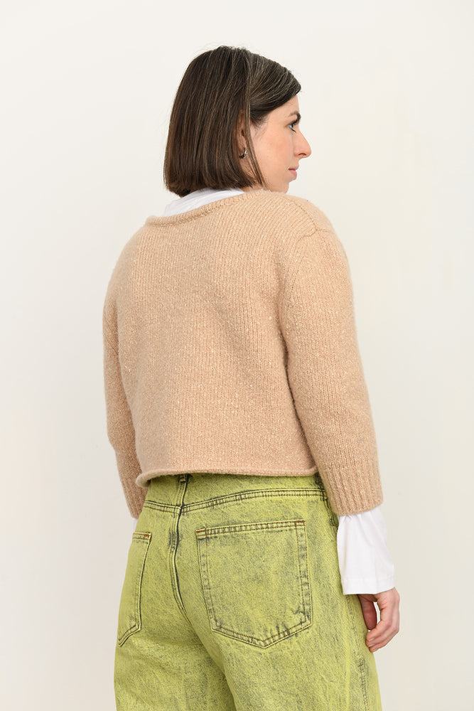 Bubble cropped sweater camel