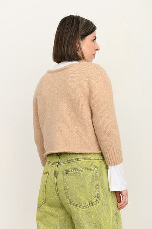 Bubble cropped sweater camel