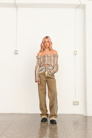 Morena off the shoulder top | camel