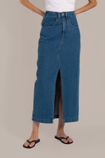 Denim long skirt