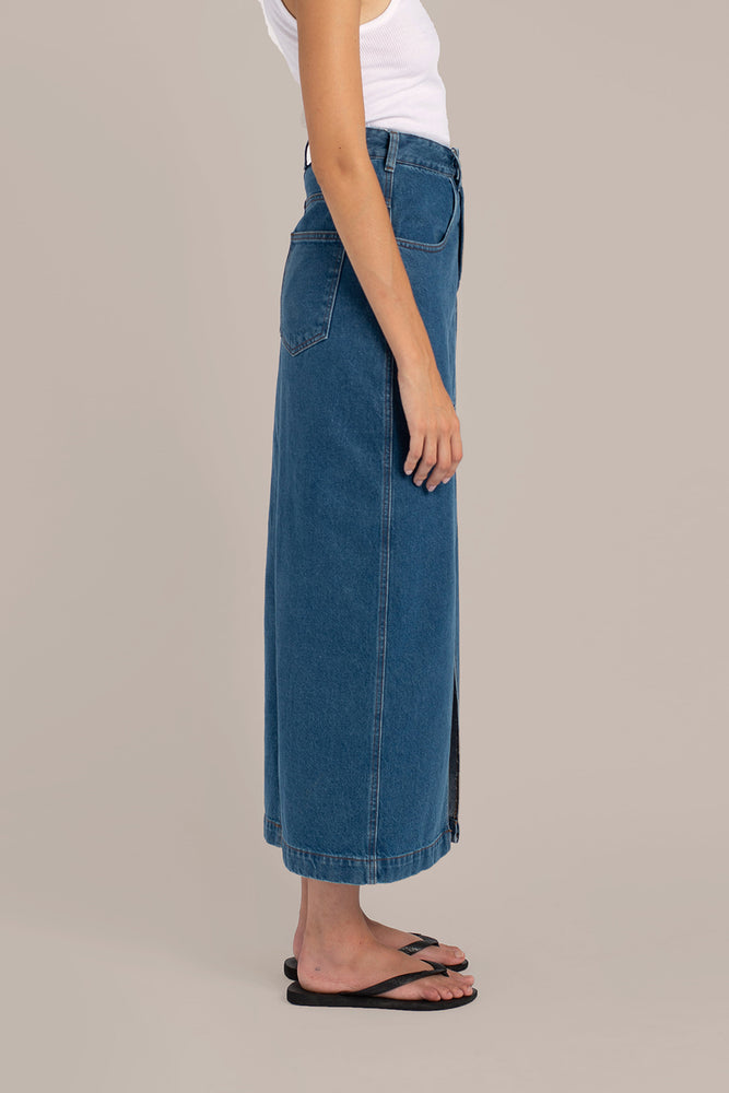 Denim long skirt