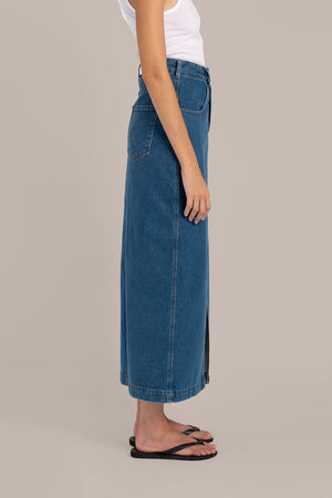Denim long skirt