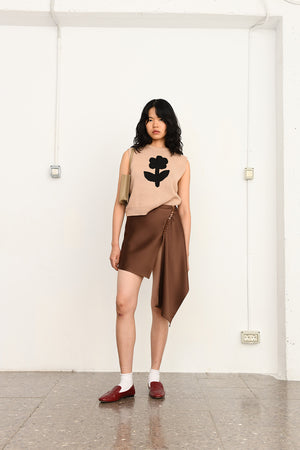 Satin mini skirt | brown