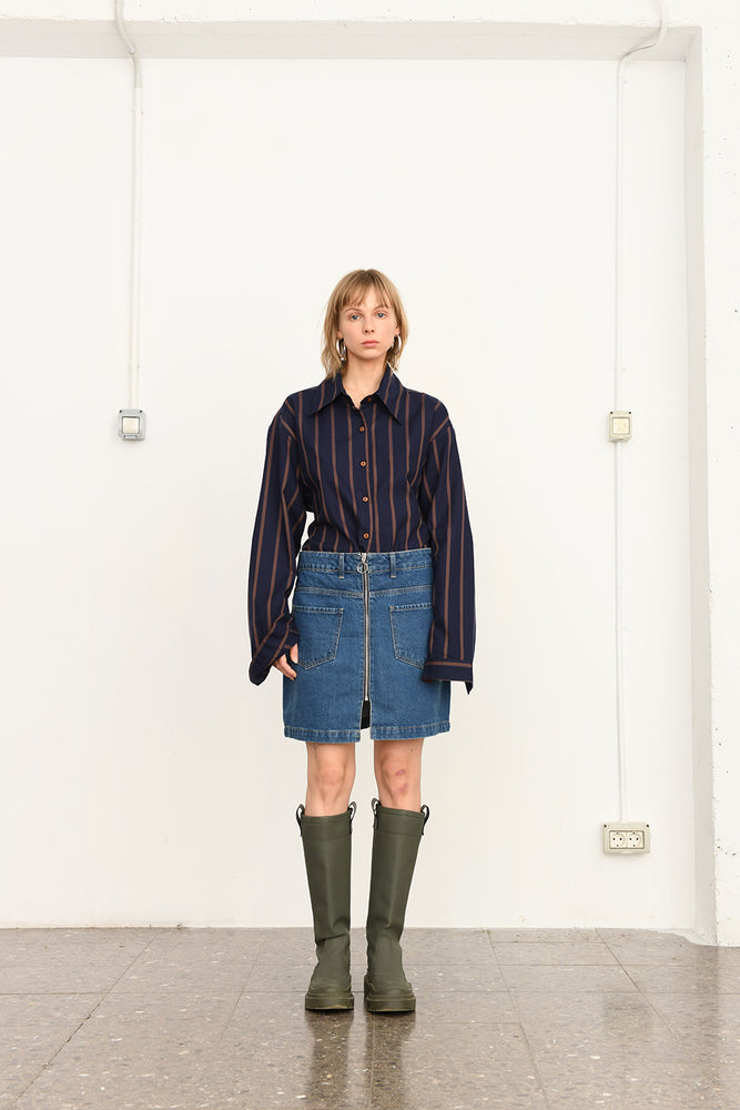 Zipped mini skirt | recycled denim