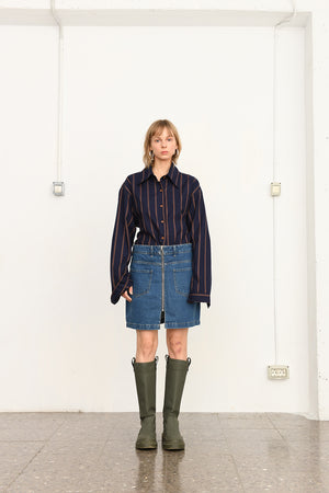 Zipped mini skirt | recycled denim