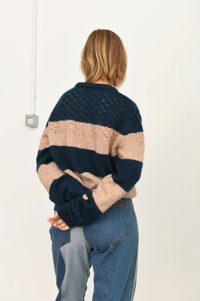 Stripped mohair sweater blue