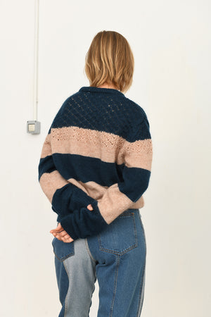 Stripped mohair sweater blue