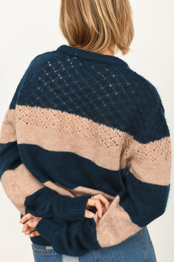 Stripped mohair sweater blue