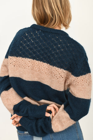 Stripped mohair sweater blue