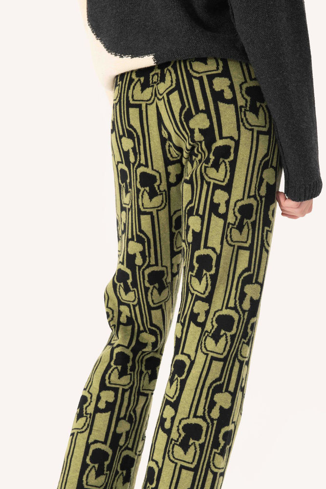 Jacquard knit 'champi' pants | forest