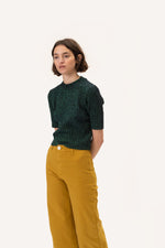 Perkins-neck lurex tee