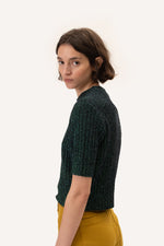 Perkins-neck lurex tee